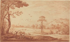 Jäger ruhen sich an einem Fluss aus von Adriaen Frans Boudewyns