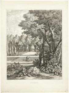 Landschaft mit Paar, sitzend auf einer Treppe im Garten von Adriaen Frans Boudewyns