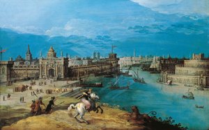 Löwenjagd an den Toren Babylons von Adriaen I van Nieulandt