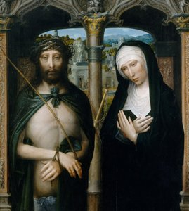 Christus mit Dornen gekrönt Ecce Homo und die trauernde Jungfrau, ca. 1530-40 von Adriaen Isenbrandt
