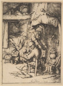Vater der Familie gibt seinem Baby Brühe von Adriaen Jansz. van Ostade