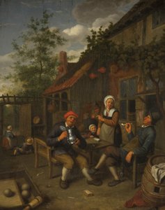 Bauern trinken vor einem Gasthaus von Adriaen Jansz. van Ostade