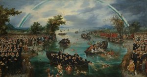 Seelenfischen: Allegorie auf den Eifer der verschiedenen Religionen während des Zwölfjährigen Waffenstillstands zwischen der Niederländischen Republik und Spanien von Adriaen Pietersz van de Venne