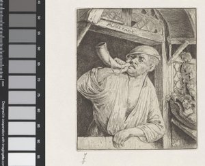 Bäcker bläst in ein Horn von Adriaen van Ostade