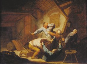 Vechtend boerengezelschap von Adriaen van Ostade