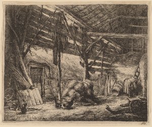 Innenraum einer Scheune von Adriaen van Ostade