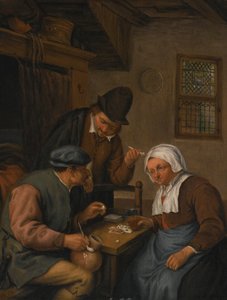 Interieur mit Bauern, die Karten spielen von Adriaen van Ostade