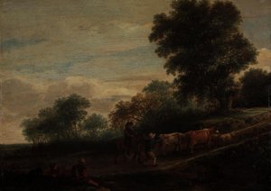 Landschaft mit Hirten und Vieh von Adriaen van Ostade
