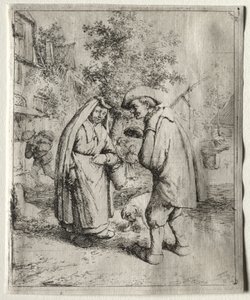 Mann im Gespräch mit einer Frau von Adriaen van Ostade