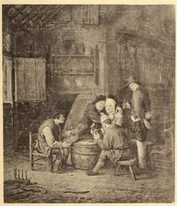 Bauern um ein Fass in einem Gasthaus von Adriaen van Ostade