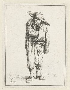 Stehender Bauer mit Hand und Arm in seinem Mantel von Adriaen van Ostade