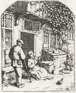 Die Frau, die auf einer Spule aufwickelt von Adriaen van Ostade
