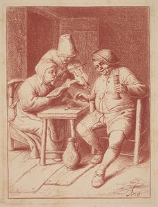 Zwei Sänger und ein Geiger in einem Innenraum von Adriaen van Ostade