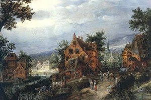 Dorfszene mit Figuren
