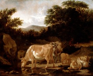 Kühe und Schafe im Wald von Adriaen van de Velde