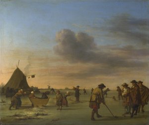 Golfer auf dem Eis bei Haarlem von Adriaen van de Velde