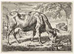 Weidende Kuh und zwei Schafe von Adriaen van de Velde