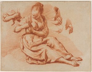 Sitzende Frau, die nach Flöhen sucht, c. 1671 von Adriaen van de Velde
