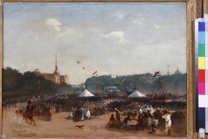Die Balagans auf dem Marsfeld in Sankt Petersburg von Volkov, Adrian Markovich (1827-1873) von Adrian Markovich Volkov