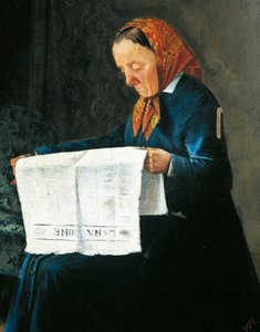 Zeitung lesen, von Adriano Cecioni (1836-1886)