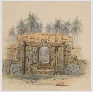 Korallensteinmauer mit gerahmter Öffnung zum Dorf Dula (Dullah), Insel Dullah, Kai-Inseln, Südost-Molukken von Adrianus Johannes Bik