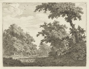 Rastende Reisende entlang eines Weges im Wald von Adrianus Serné