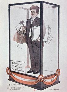 Karikatur von Barrère über Herriot in Fantasio: „Edouard Herriot: der Erbauer“ Beispiel des Franzosen, der etwas tut von Adrien Barrere