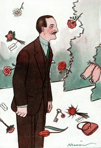 Karikatur des französischen Komikers Victor Boucher (1877-1942) - Zeichnung von Adrien Barrere (1877-1931) aus Fantasio