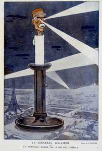 General Gallieni oder die neue Kerze (vom Bug) des Sterns. In Fantasio 01.12.1915. Zeichnung von A. Barrère.
