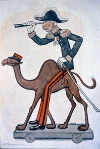 Moulaï - Hubert (Louis-Hubert-Gonzalve) Lyautey (1854-1934), Karikatur von Lyautey in Marokko - von Barrère, in „Fantasio“ vom 15.06.1912 von Adrien Barrere