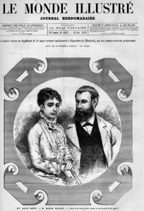 Porträt von Daniel Wilson (1840-1919), französischer Politiker mit seiner Frau Alice Grevy. Gravur von Adrien Marie. Eine der „Die illustrierte Welt“ Nr. 1282 vom 22. Oktober von Adrien Emmanuel Marie