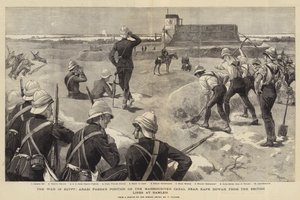 Der Krieg in Ägypten, Arabi Paschas Position am Mahmoudiyeh-Kanal bei Kafr Dowar von den britischen Linien in Ramleh von Adrien Emmanuel Marie