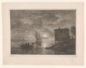 Fähre bei Nacht Le bac von Adrien Manglard (attributed to)