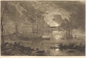 Hafen im Mondlicht von Adrien Manglard