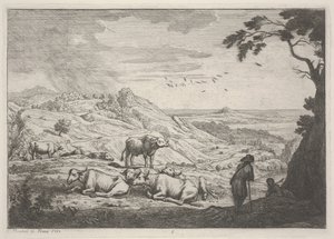 Landschaft mit Kühen von Adrien Manglard