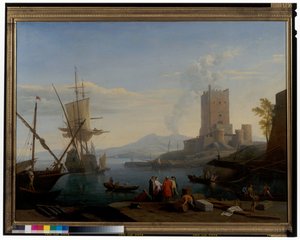 Hafen mit dem Vesuv im Hintergrund von Adrien Manglard