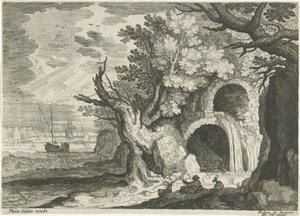 Aquädukt mit Wasserfall (Landschaften aus Tirol) von Egidius  Sadeler (II)