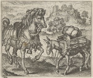 Fabel vom unzufriedenen Esel und dem Schlachtross
