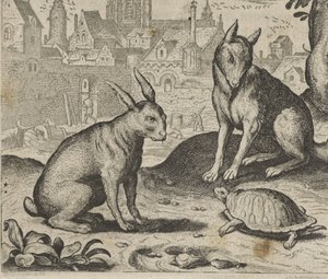 Fabel von der Schildkröte und dem Hasen von Egidius  Sadeler (II)