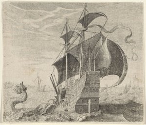 Fabel vom Schiff und dem Wal von Egidius  Sadeler (II)