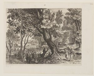 Flusslandschaft mit der Versuchung Christi von Aegidius Sadeler II