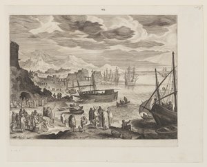 Küste mit Fischer und Fischhändlern von Aegidius Sadeler II