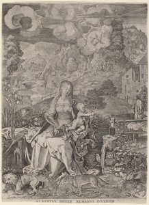 Jungfrau und Kind in einer Landschaft von Aegidius Sadeler II after Albrecht Dürer