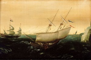 Ein niederländisches Schiff hart am Wind, ca. 1610