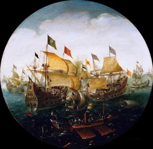 Seeschlacht zwischen niederländischen und spanischen Schiffen, 1604