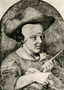 Frau mit Strohhut und Rommelpot