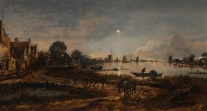 Flussansicht bei Mondschein, ca. 1645