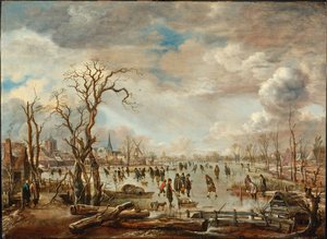 Winterlandschaft mit Eisvergnügen, ca. 1655 von Aert van der Neer