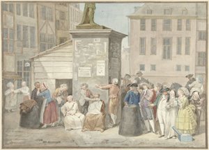 Platz mit Mönchen und Nonnen während der Revolution in Belgien, 20. Oktober 1787