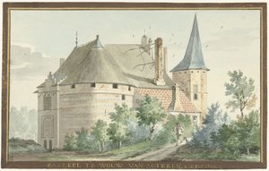 Das Schloss in Wouw (von hinten) von Aert Schouman